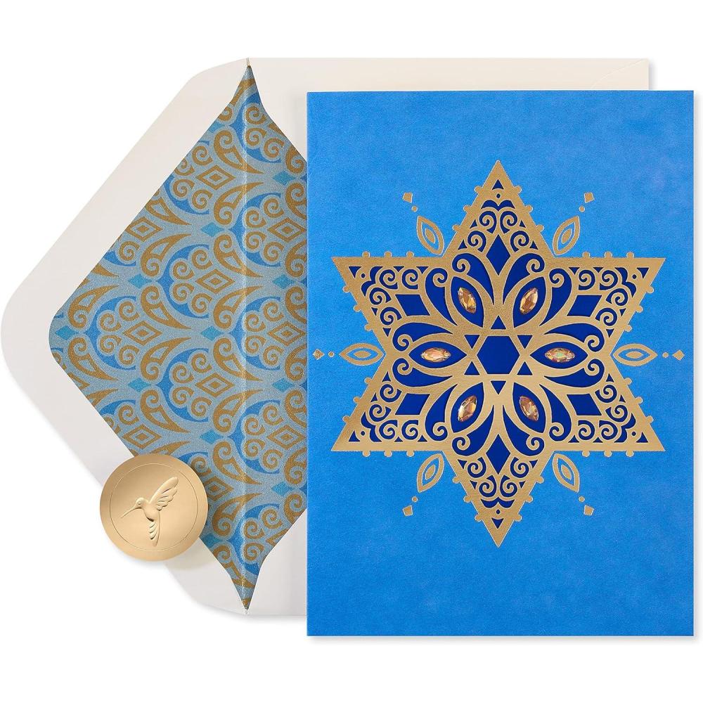 imagePapyrus Hanukkah Cards Boxed with Envelopes Warmest Hanukkah Wishes 8CountStar of David