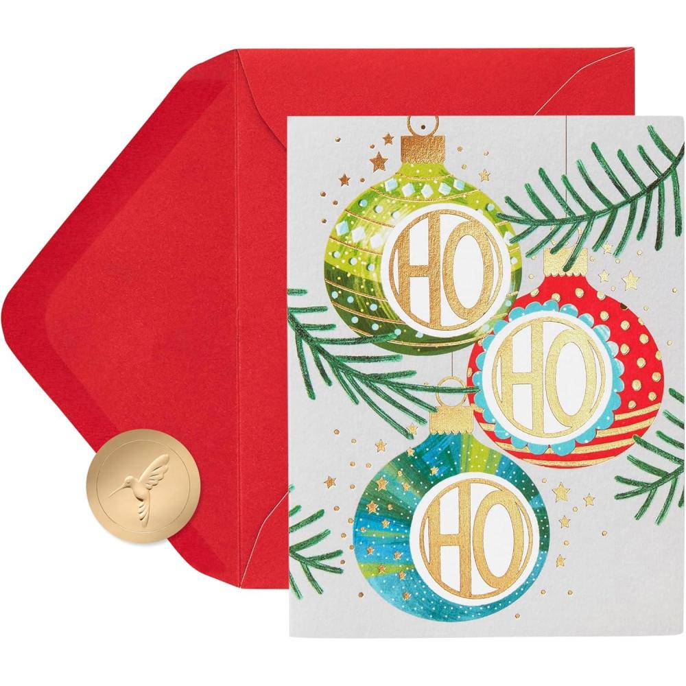 imagePapyrus Petite Christmas Cards Boxed with Envelopes ampamp Signature Hummingbird Seals Noel and Holly 20CountFSC PRELUDE HO HO HO ORNAMENTS
