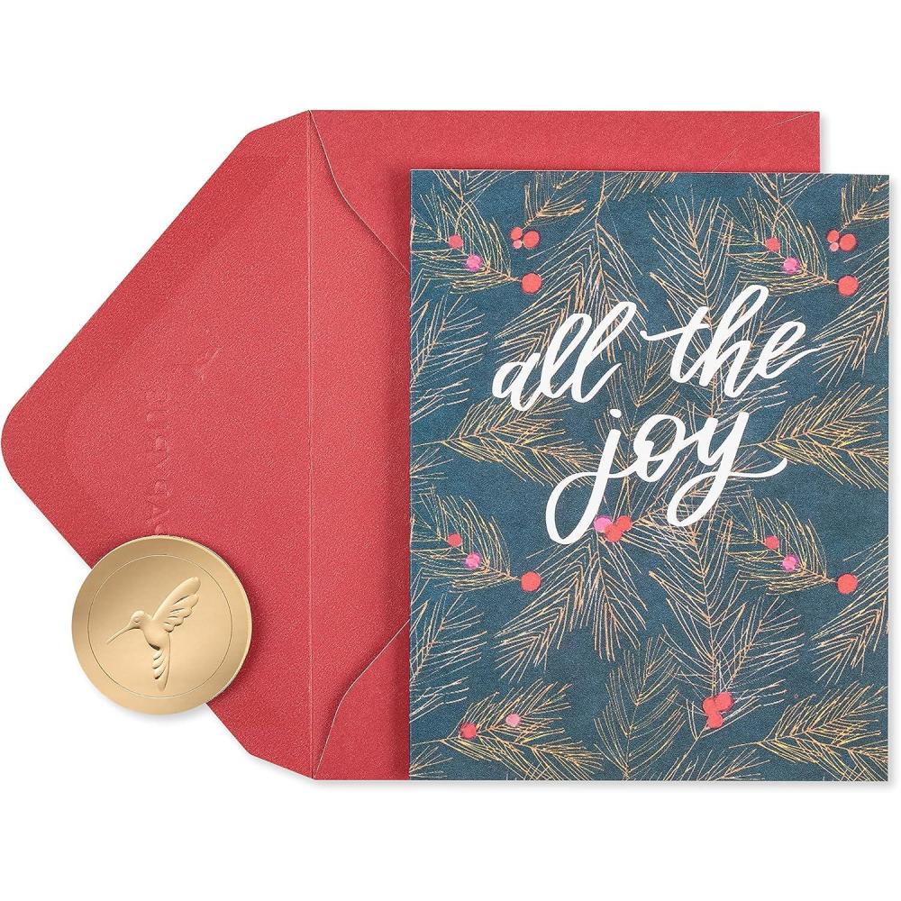 imagePapyrus Petite Christmas Cards Boxed with Envelopes ampamp Signature Hummingbird Seals Noel and Holly 20CountRed and Blue
