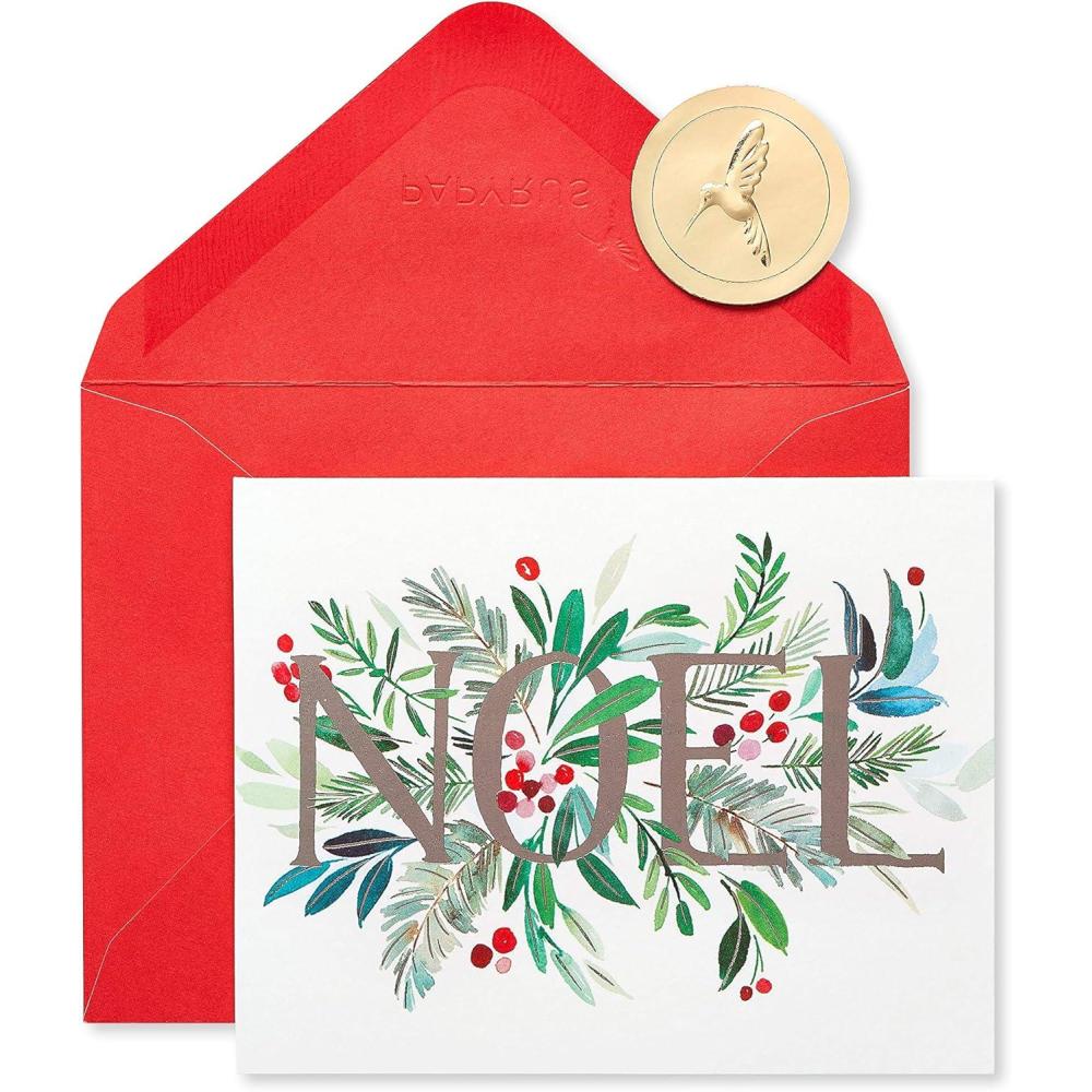 imagePapyrus Petite Christmas Cards Boxed with Envelopes ampamp Signature Hummingbird Seals Noel and Holly 20CountWarm and Merry Christmas  Noel