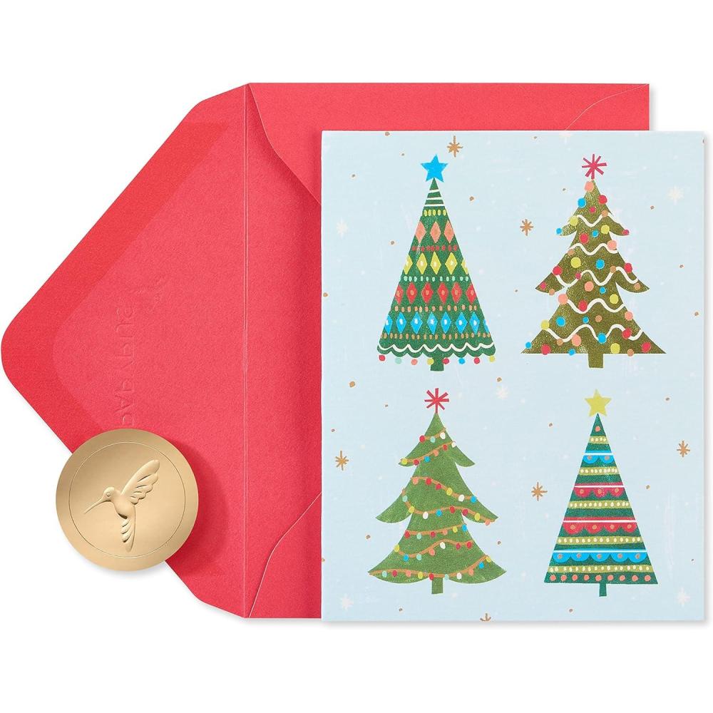 imagePapyrus Petite Holiday Cards Boxed with Envelopes ampamp Signature Hummingbird Seals Modern Christmas Tree 20CountChristmas Trees