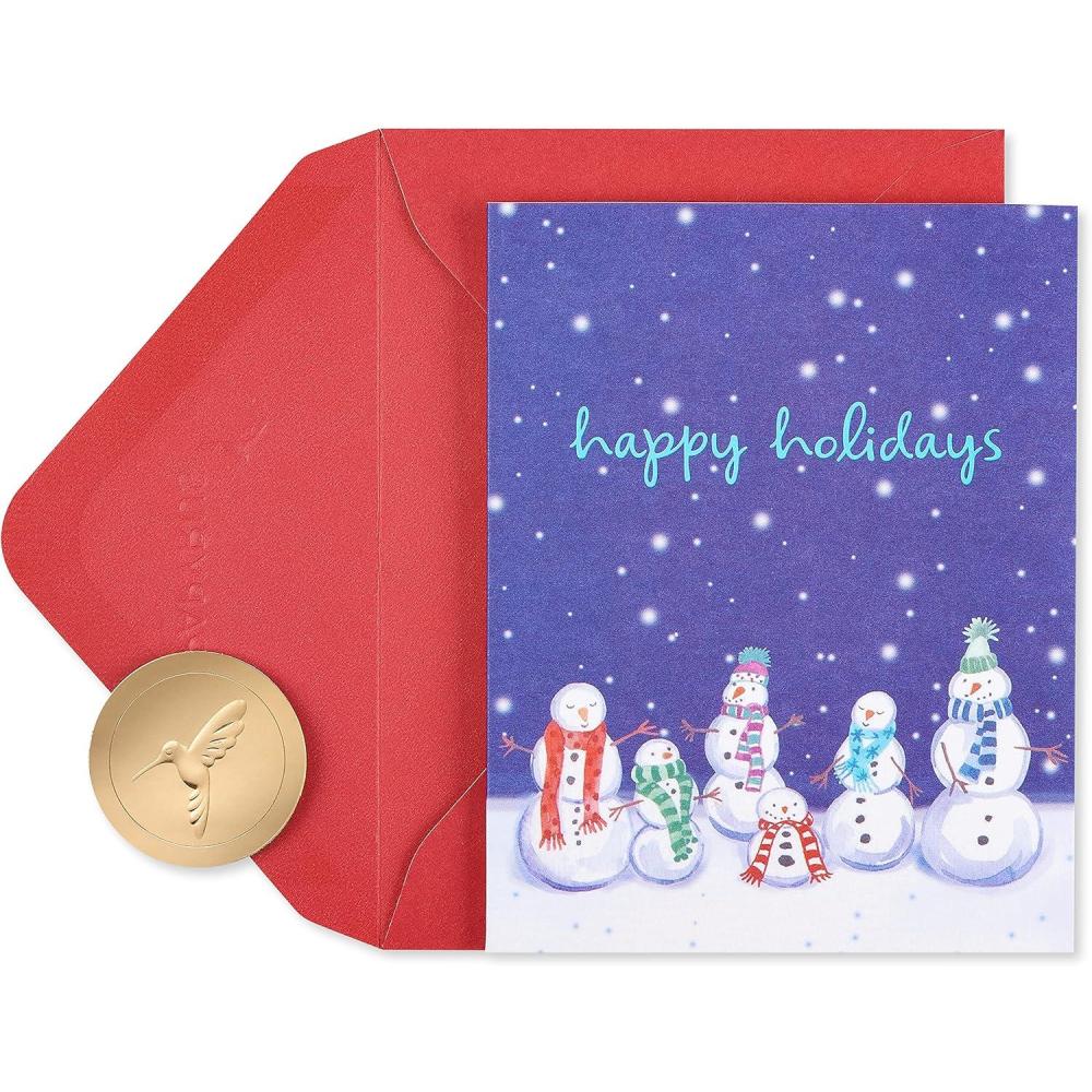 imagePapyrus Petite Holiday Cards Boxed with Envelopes ampamp Signature Hummingbird Seals Row of Snowmen 20Count
