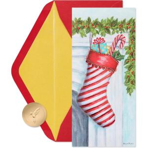 Merry and Bright Cat Christmas Boxed Cards, 16-Count(FSC ALLEGRO RED WHITE STOCKING)