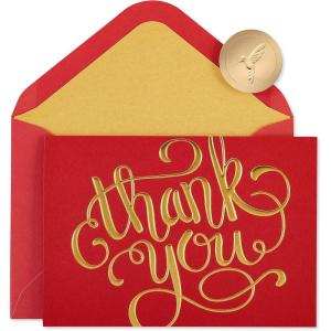 Papyrus Blank Holiday Thank You Cards Boxed with Envelopes, Blank Red and Gold (12-Count)(Red and Gold)