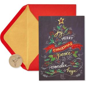 Papyrus Boxed Christmas Cards with Envelopes, Joy to You, Wreath (20-Count)(Chalkboard Holiday Tree)