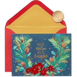 Papyrus Boxed Christmas Cards with Envelopes, Peace of the Season, Christmas Wreath (12-Count)(All Is Calm)