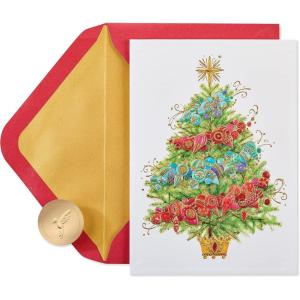Papyrus Boxed Christmas Cards with Envelopes, Peace of the Season, Christmas Wreath (12-Count)(Glitter-Free Christmas Tree with Holiday Ornaments)