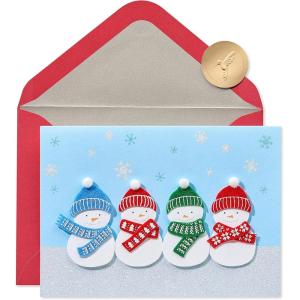Papyrus Boxed Christmas Cards with Envelopes, Warmest Wishes, Glitter-Free Snowmen (8-Count)(Handmade Holiday Snowman)