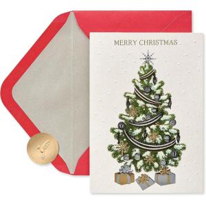 Papyrus Christmas Cards Boxed with Envelopes, Joy and Wonder (12-Count)(Metallic Christmas Tree and Gifts)