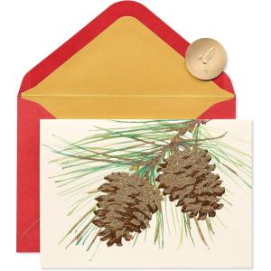 Papyrus Christmas Stationery with Envelopes, All is Bright (16-Count)(Wonderful Year to Come  Pinecones)
