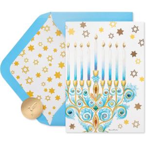 Papyrus Hanukkah Cards Boxed with Envelopes, Peace, Health, and Happiness, Menorah (8-Count)