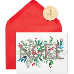 Papyrus Petite Christmas Cards Boxed with Envelopes & Signature Hummingbird Seals, Noel and Holly (20-Count)(Warm and Merry Christmas  Noel)