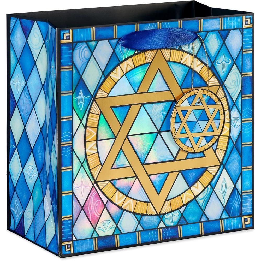 imagePapyrus 8quot Medium Hanukkah Gift Bag Stained Glass Star of David 1 BagFSC MED BAG CHA STAINED GLASS