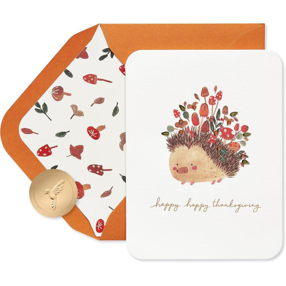 imagePapyrus Thanksgiving Card Football Turkey Grateful for Turkey and TouchdownsFSC Hedgehog with Mushroom