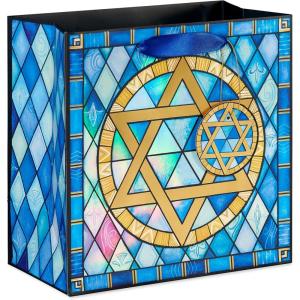 Papyrus 8″ Medium Hanukkah Gift Bag, Stained Glass Star of David (1 Bag)(FSC MED BAG CHA STAINED GLASS)