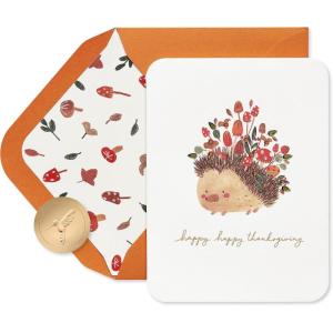 Papyrus Thanksgiving Card (Football Turkey, Grateful for Turkey and Touchdowns)(FSC Hedgehog with Mushroom)