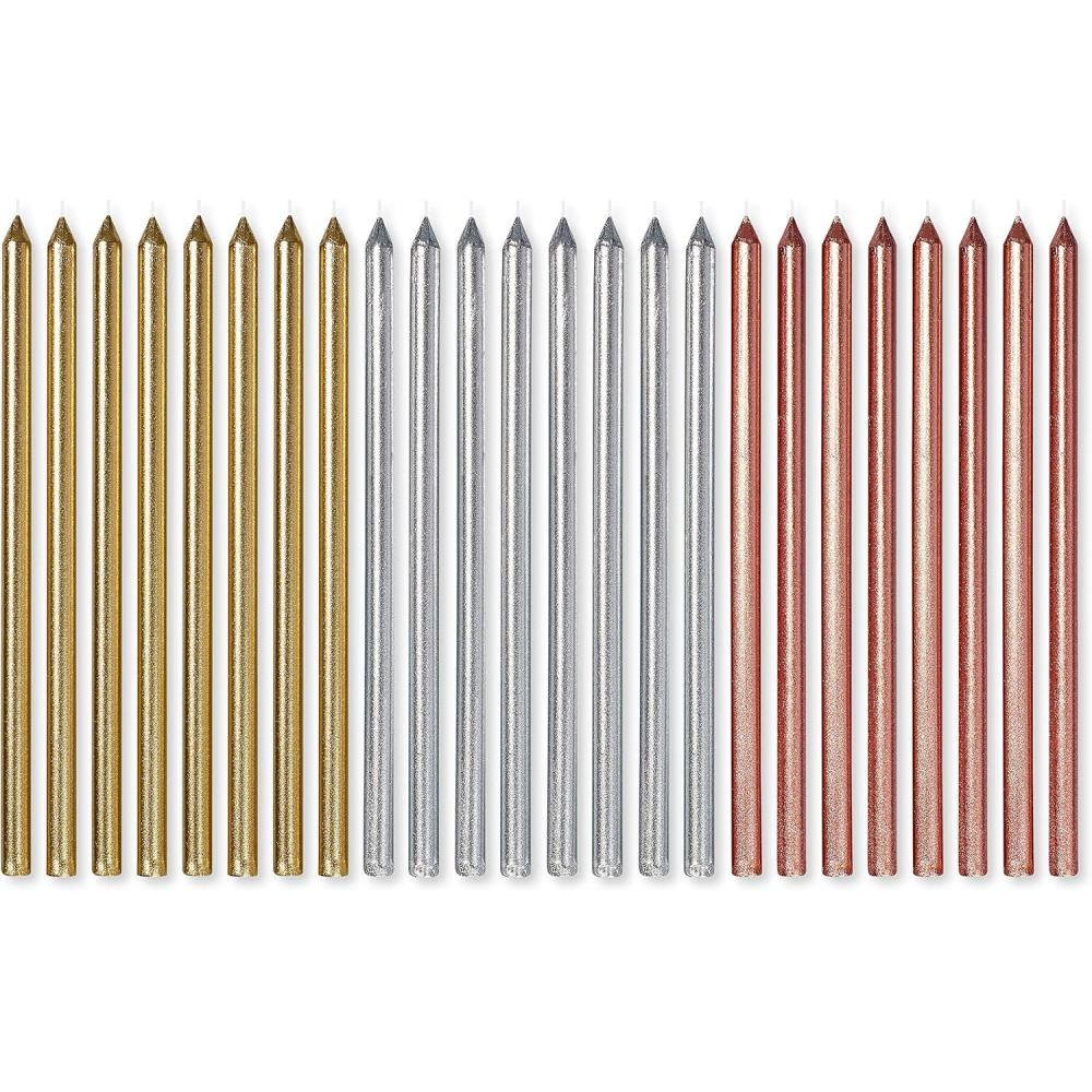imagePapyrus Birthday Candles Stripe ampamp Polka Dot 24CountSilver and Golds