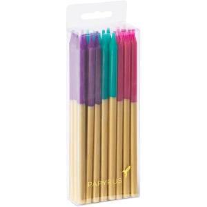 Papyrus Birthday Candles, Stripe & Polka Dot (24-Count)(Gold Dip  Purple  Aqua  & Fuchsia)