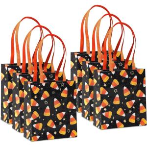 Papyrus Ghost 7″ Medium Bag, White, Orange, Black with Metallic Foil, Embossing and Satin Ribbon Handles – Perfect for Hard to Wrap Gifts, Unique Party Displays and More(Candy Corn)