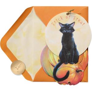 Papyrus Vintage Halloween Card, Perfect for Anyone (Spooky Day)(FSC Cat on Stacked Pumpkins)