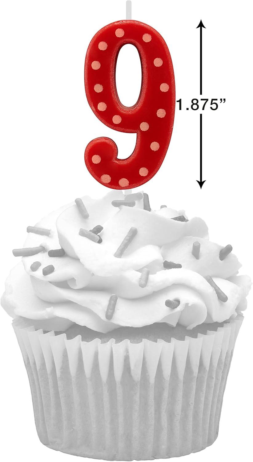 imagePapyrus Number 3 Birthday Candle Red Polka Dots 1CountNumber 9