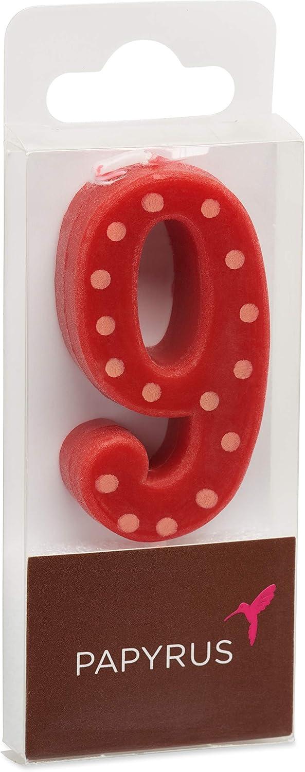 imagePapyrus Number 3 Birthday Candle Red Polka Dots 1CountNumber 9