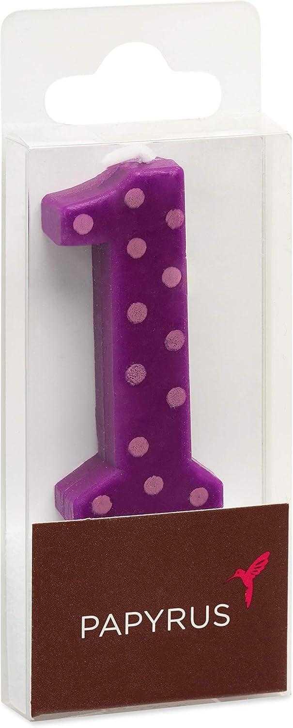 imagePapyrus Number Birthday Candles Pack Purple Polka Dots 10CountNumber 1