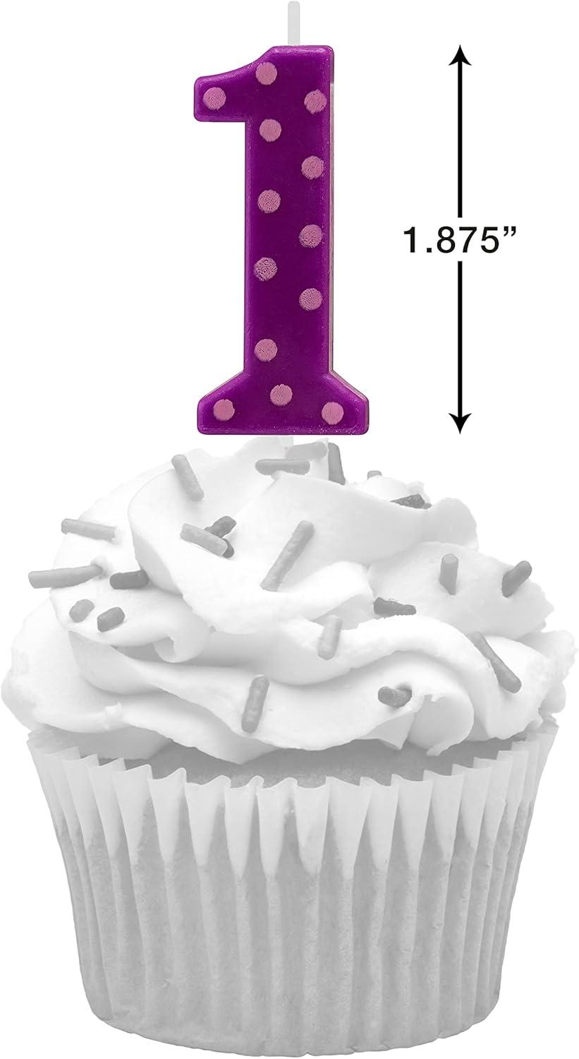 imagePapyrus Number Birthday Candles Pack Purple Polka Dots 10CountNumber 1