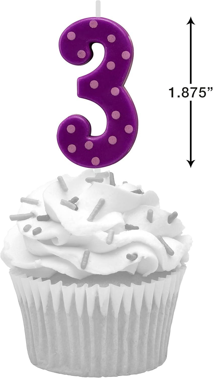 imagePapyrus Number Birthday Candles Pack Purple Polka Dots 10CountNumber 3