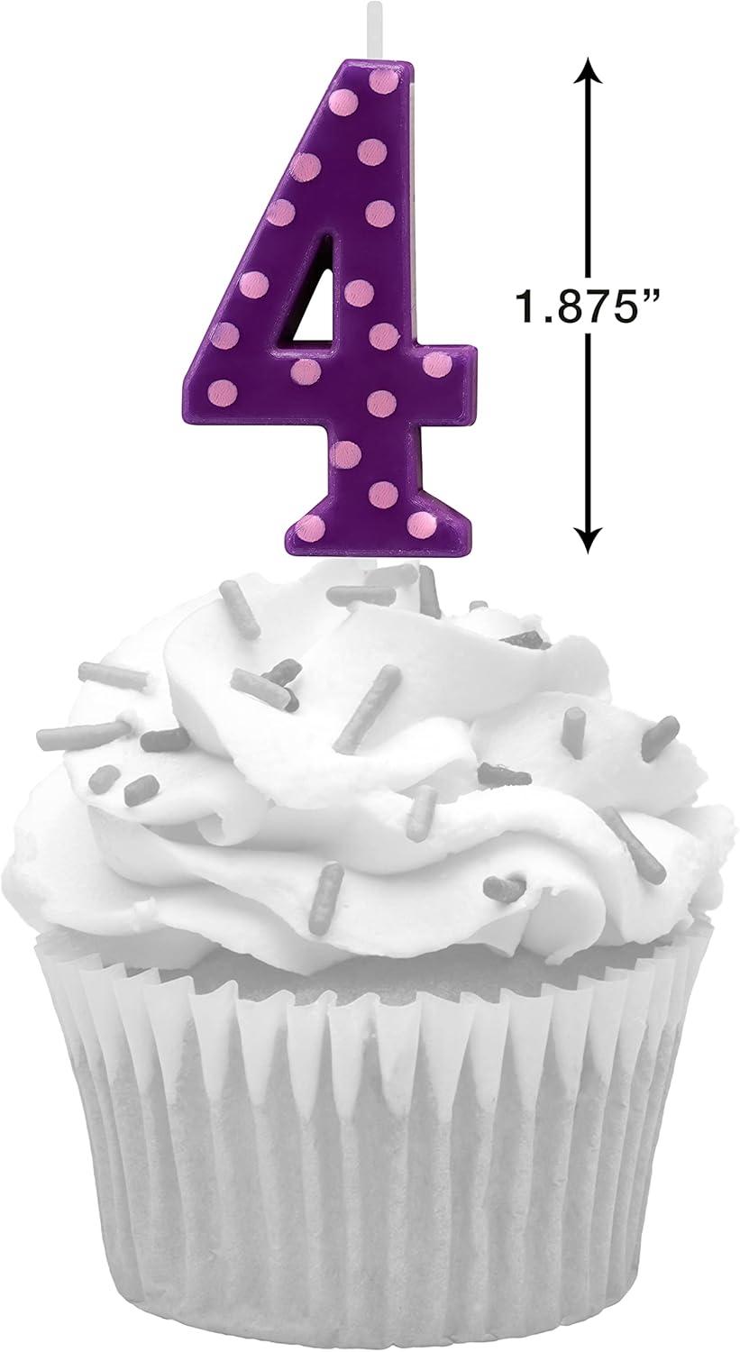 imagePapyrus Number Birthday Candles Pack Purple Polka Dots 10CountNumber 4