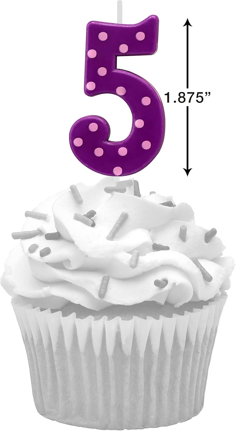 imagePapyrus Number Birthday Candles Pack Purple Polka Dots 10CountNumber 5