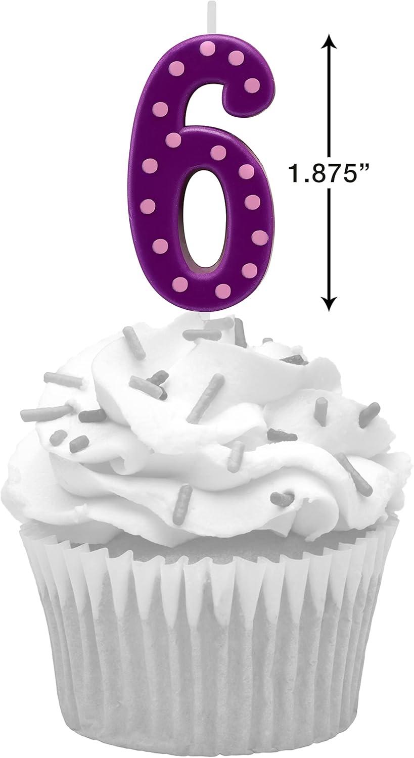 imagePapyrus Number Birthday Candles Pack Purple Polka Dots 10CountNumber 6