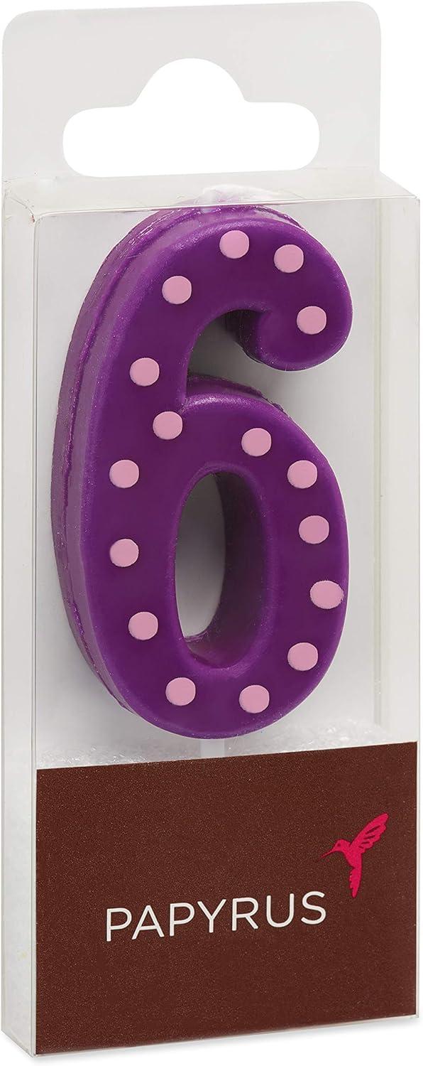 imagePapyrus Number Birthday Candles Pack Purple Polka Dots 10CountNumber 6