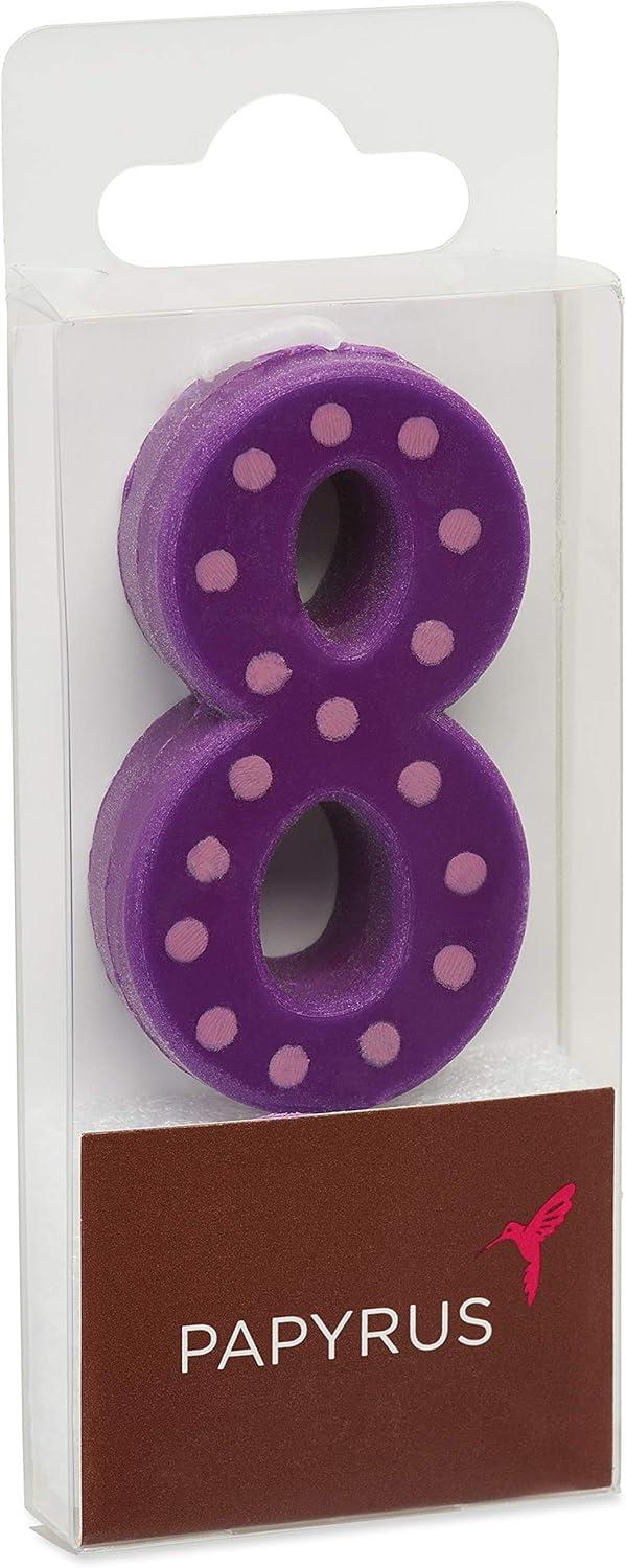 imagePapyrus Number Birthday Candles Pack Purple Polka Dots 10CountNumber 8