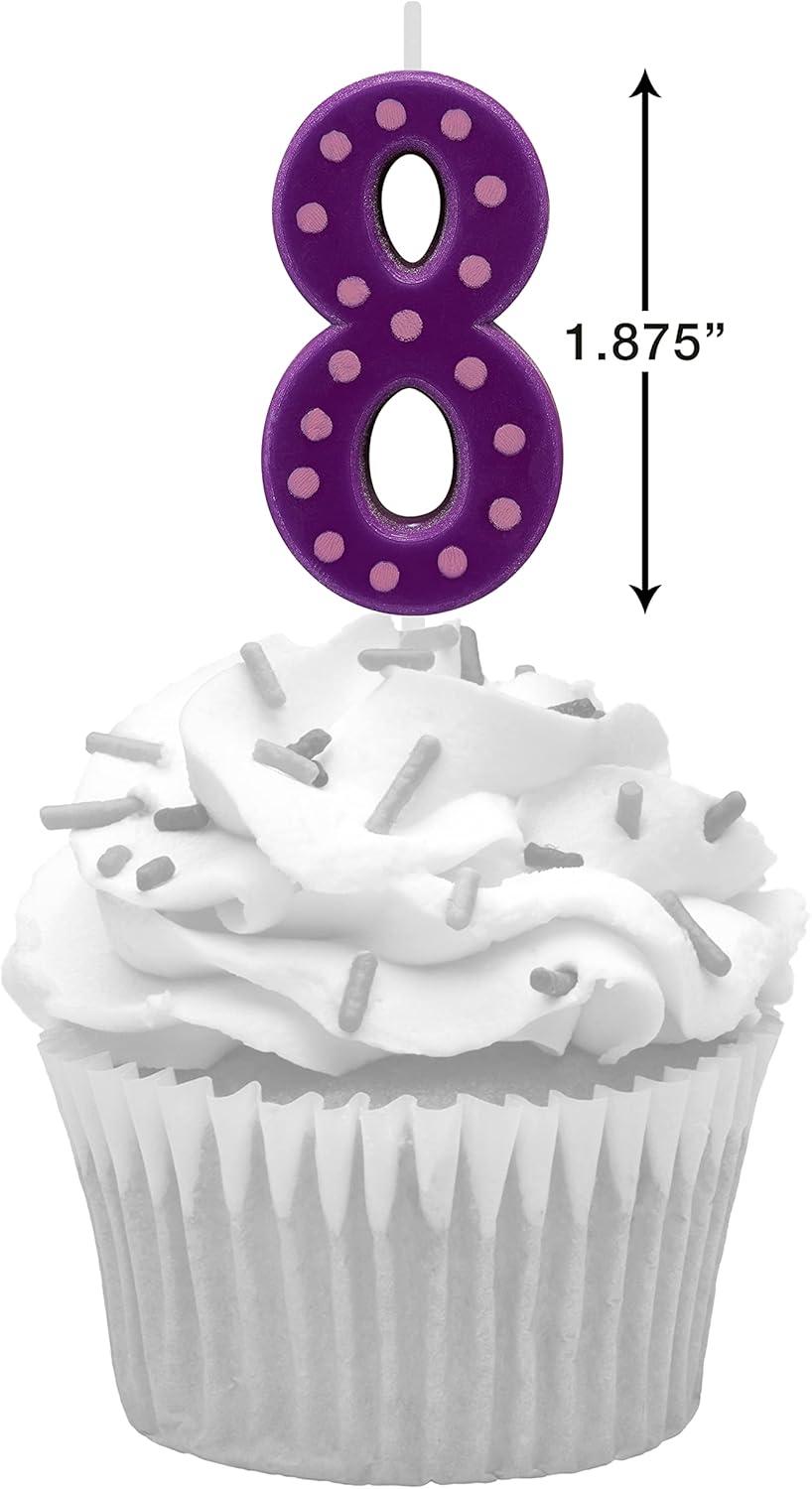 imagePapyrus Number Birthday Candles Pack Purple Polka Dots 10CountNumber 8