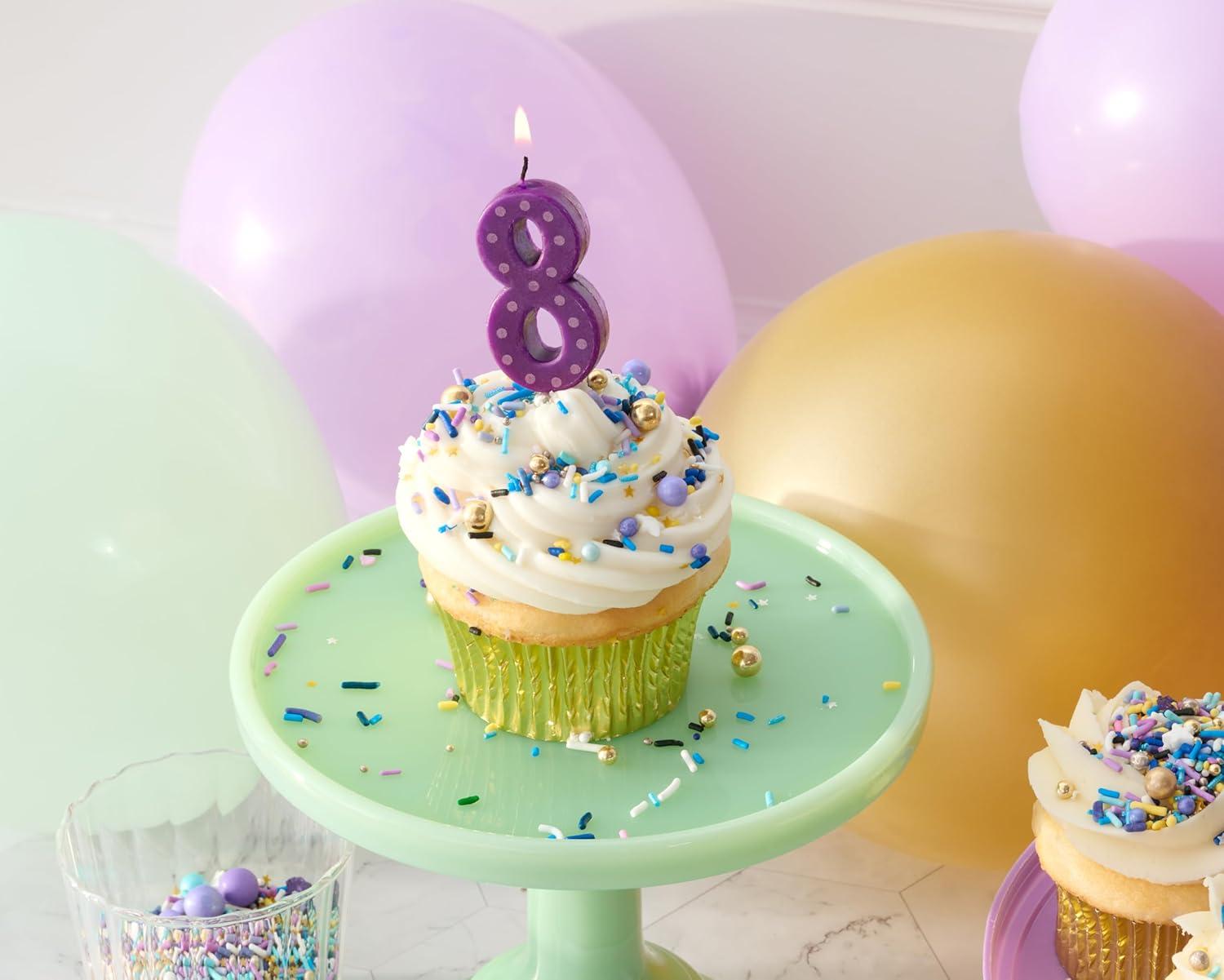 imagePapyrus Number Birthday Candles Pack Purple Polka Dots 10CountNumber 9