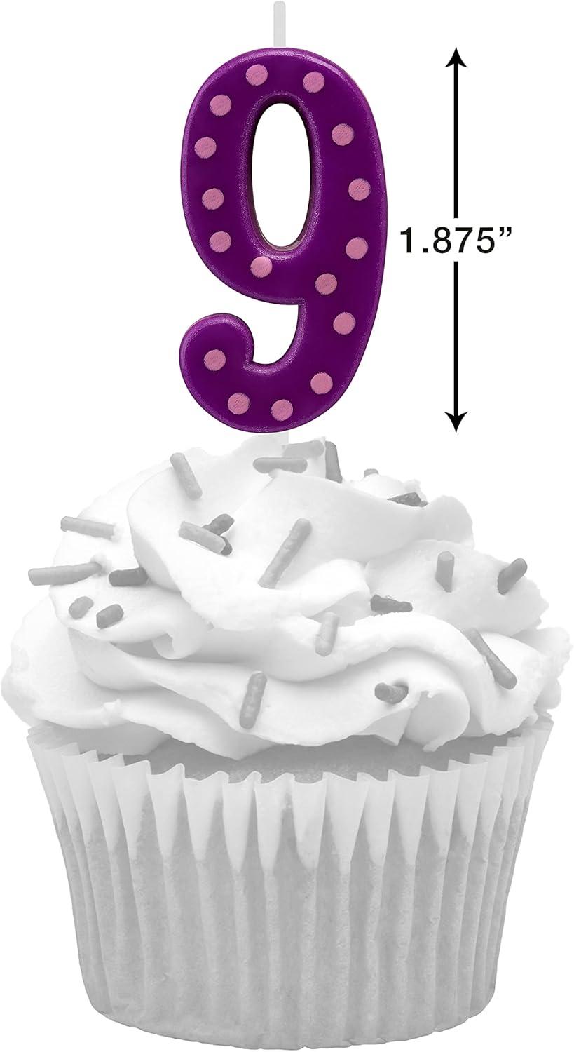 imagePapyrus Number Birthday Candles Pack Purple Polka Dots 10CountNumber 9