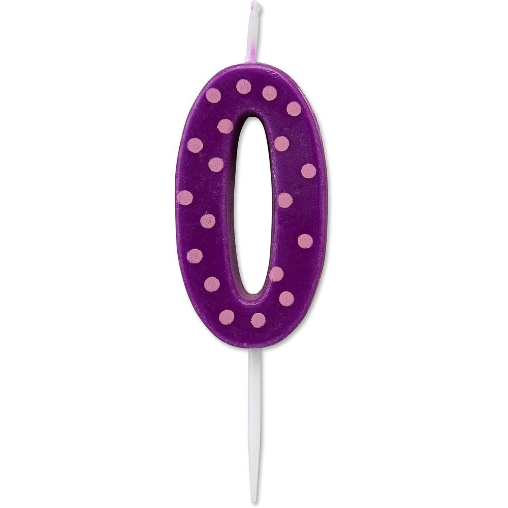 imagePapyrus Number Birthday Candles Pack Purple Polka Dots 10CountNumber 0