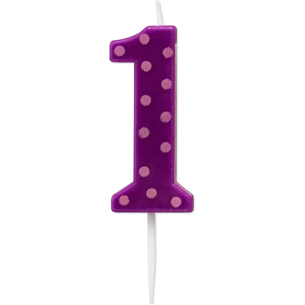 imagePapyrus Number Birthday Candles Pack Purple Polka Dots 10CountNumber 1