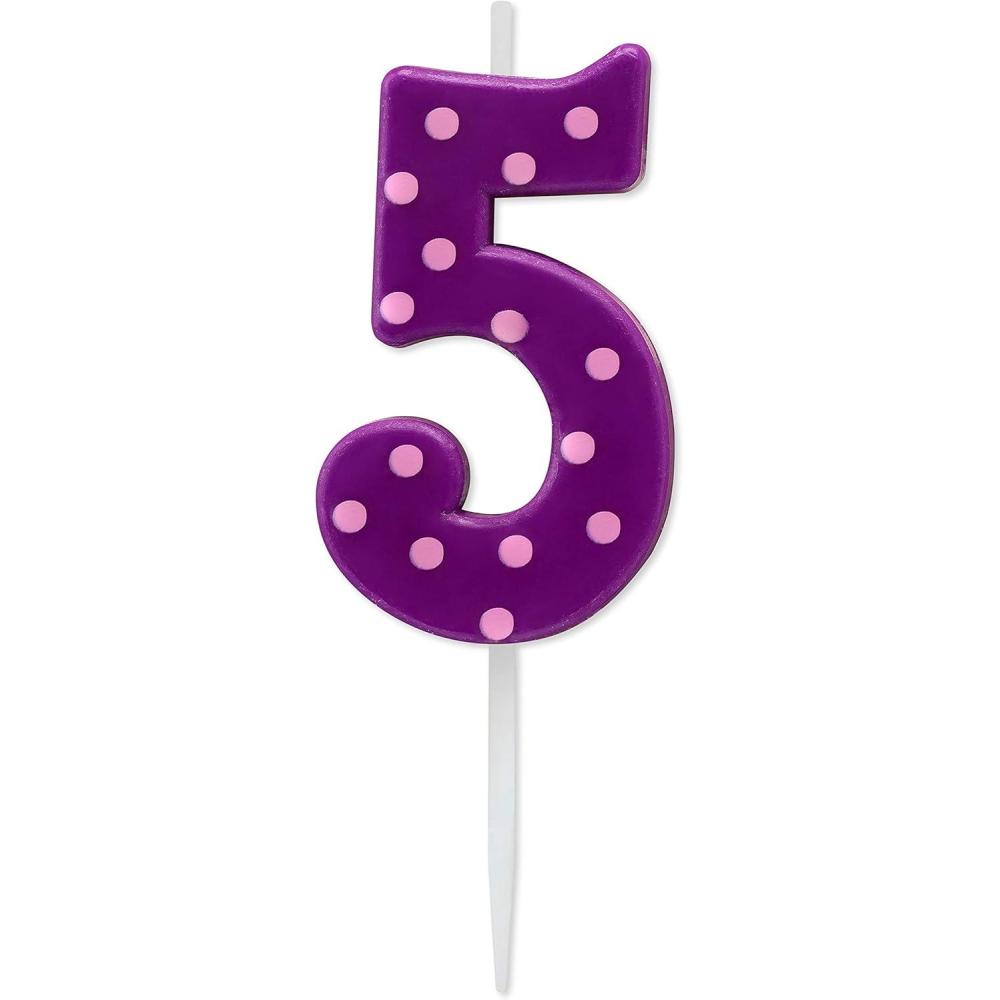 imagePapyrus Number Birthday Candles Pack Purple Polka Dots 10CountNumber 5