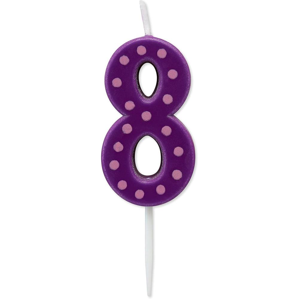 imagePapyrus Number Birthday Candles Pack Purple Polka Dots 10CountNumber 8