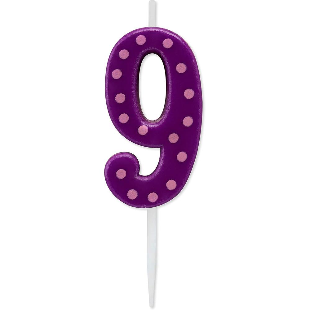 imagePapyrus Number Birthday Candles Pack Purple Polka Dots 10CountNumber 9