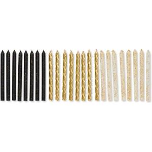 Papyrus Birthday Candles, Green, Yellow, Orange & Red Swirl (12-Count)(Black  White  & Gold)