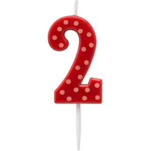 Papyrus Number 3 Birthday Candle, Red Polka Dots (1-Count)(Number 2)