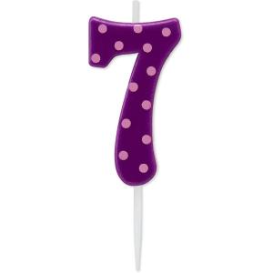 Papyrus Number Birthday Candles Pack, Purple Polka Dots (10-Count)(Purple Polka Dots)