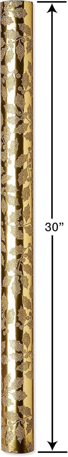 imagePapyrus Christmas Wrapping Paper Bundle Gold Holly Christmas Trees White Floral 3 Rolls 70 sq ft