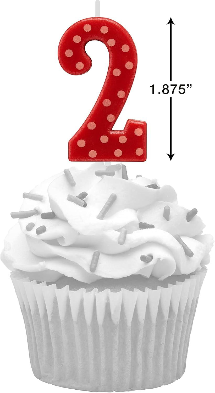 imagePapyrus Number 1 Birthday Candle Red Polka Dots 1CountNumber 2