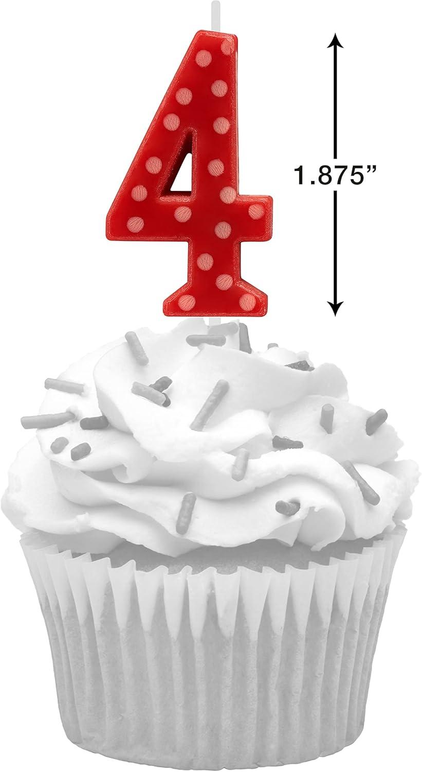 imagePapyrus Number 1 Birthday Candle Red Polka Dots 1CountNumber 4