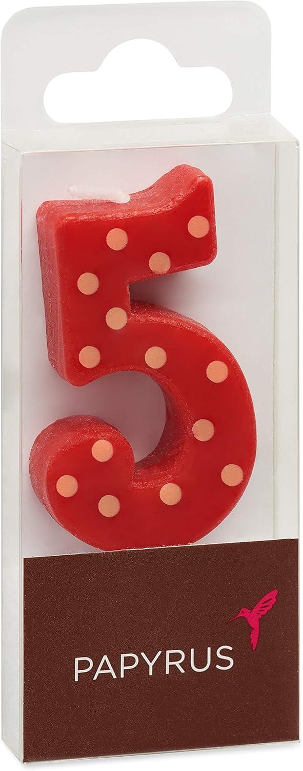 imagePapyrus Number 1 Birthday Candle Red Polka Dots 1CountNumber 5