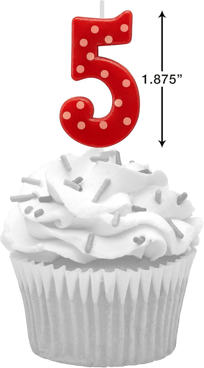 imagePapyrus Number 1 Birthday Candle Red Polka Dots 1CountNumber 5